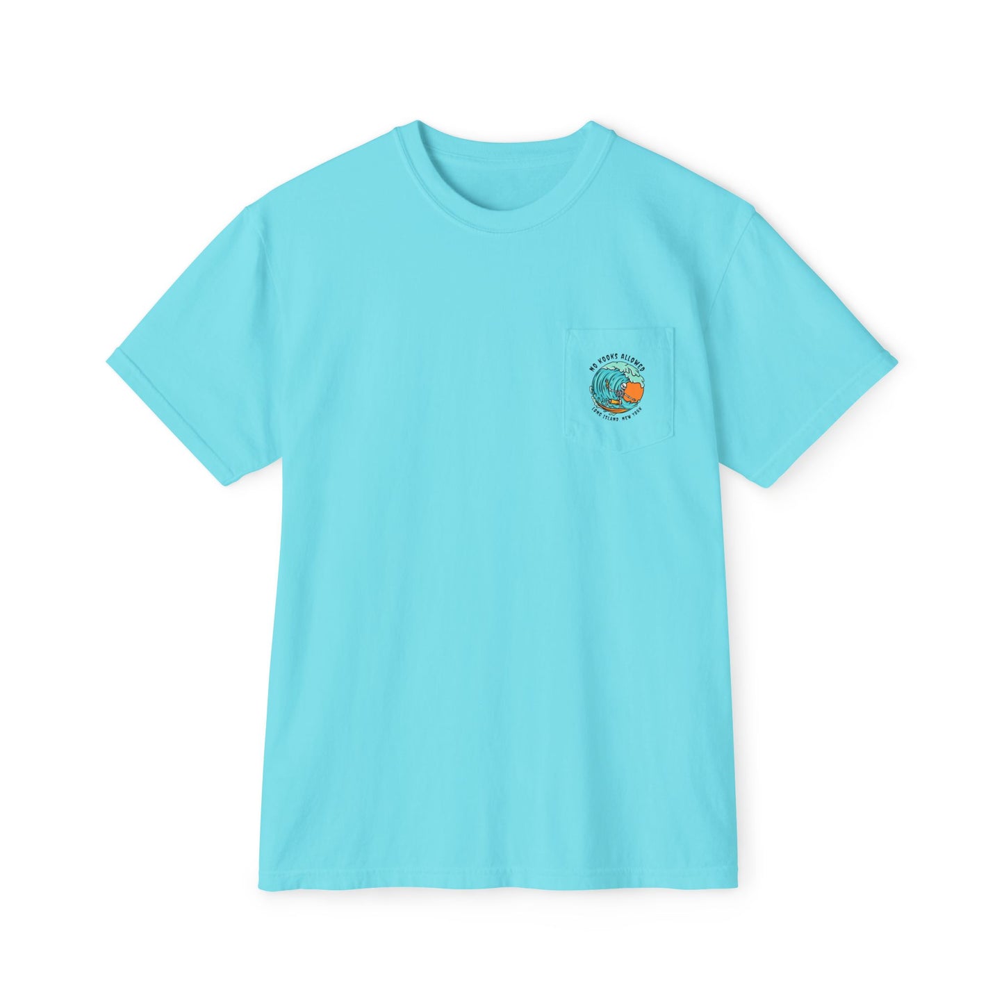 "No Kooks Allowed" Skeleton Surfer Pocket T-Shirt