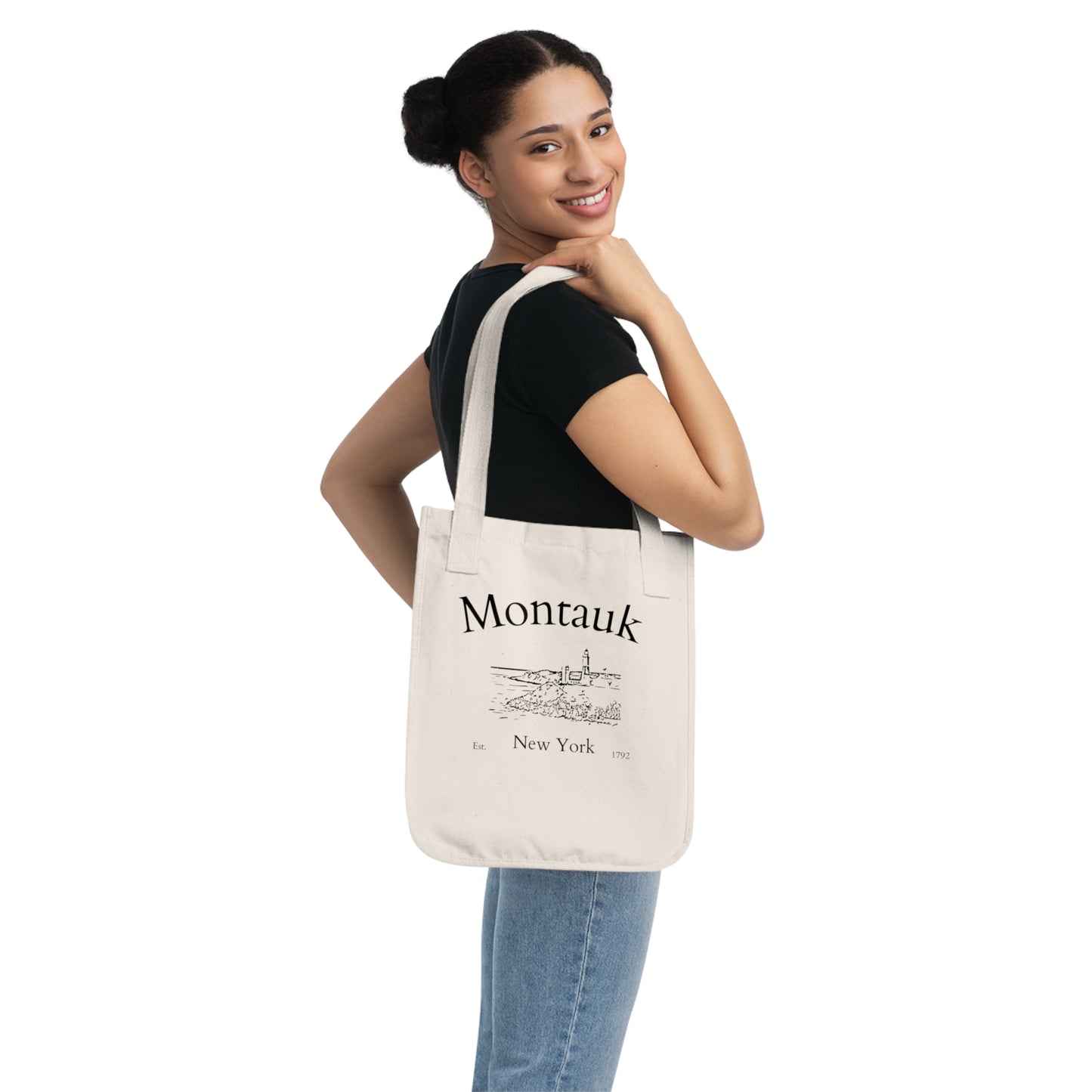 Montauk Lighthouse Organic Canvas Tote Bag