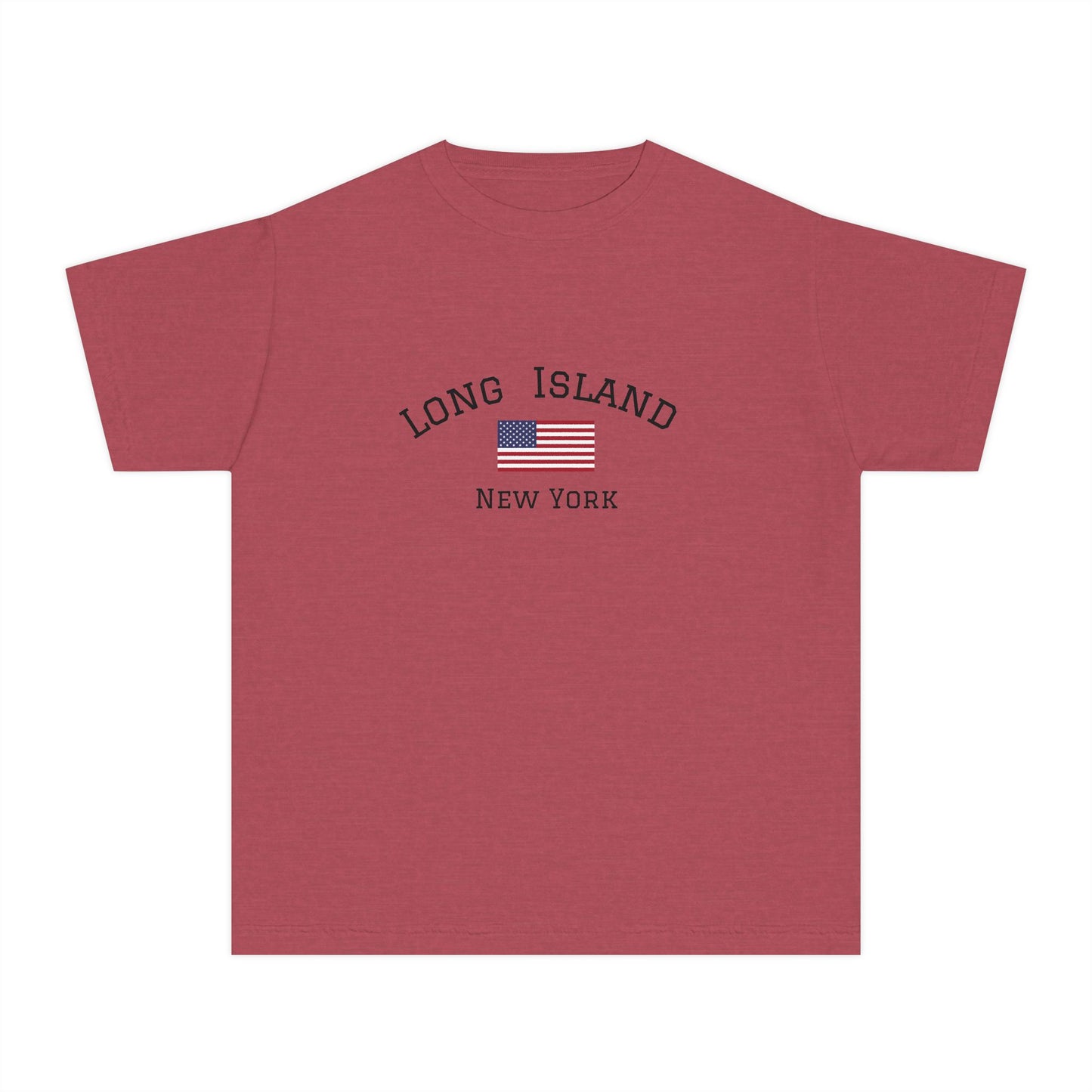 Youth Tee with American Flag and Long Island New York Design