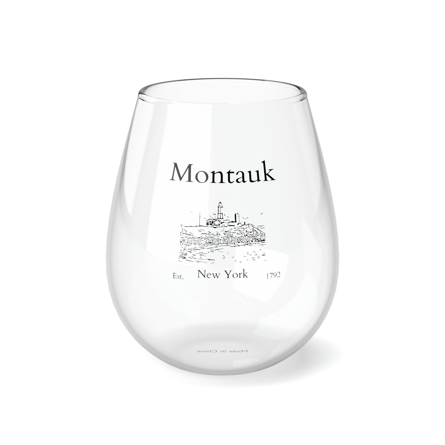 Montauk Lighthouse Stemless Wine Glass, 11.75oz