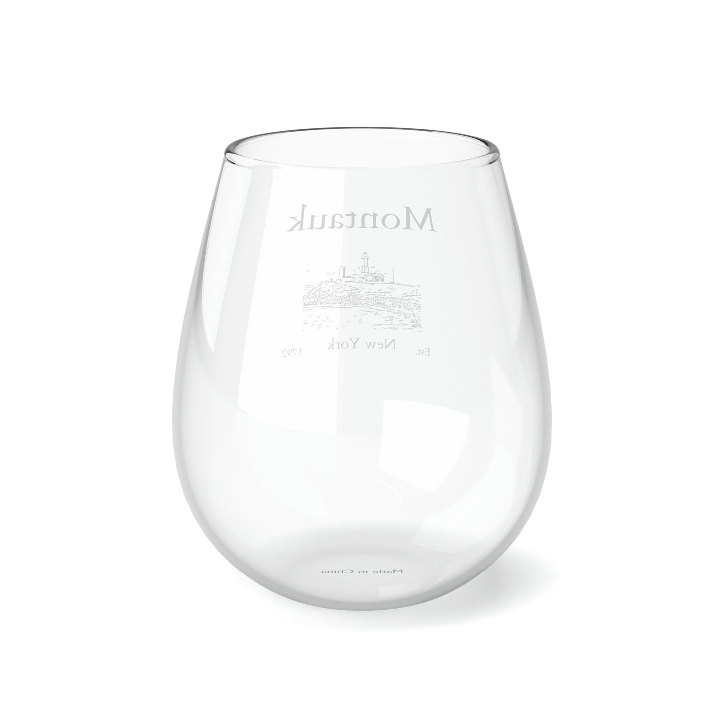 Montauk Lighthouse Stemless Wine Glass, 11.75oz