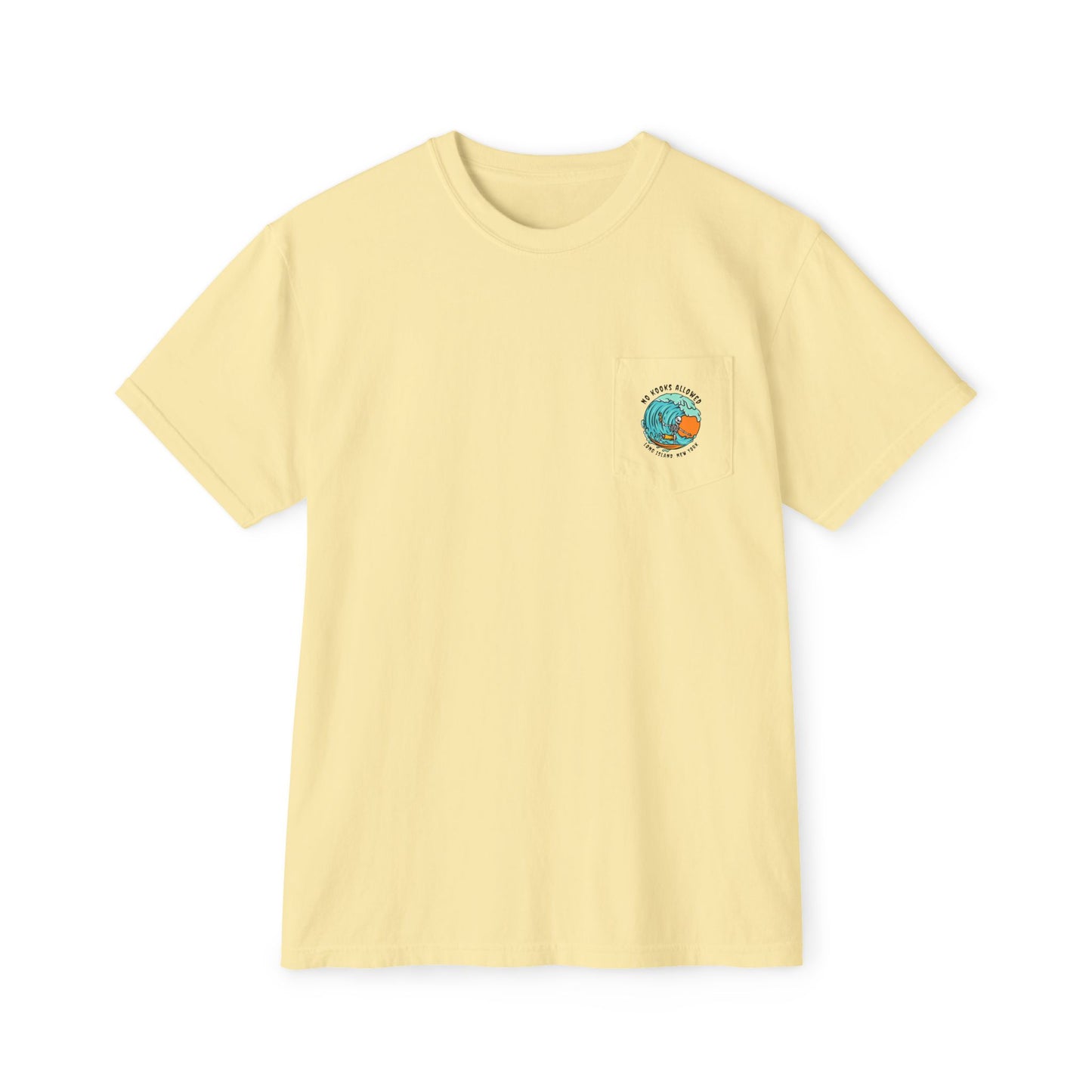 "No Kooks Allowed" Skeleton Surfer Pocket T-Shirt