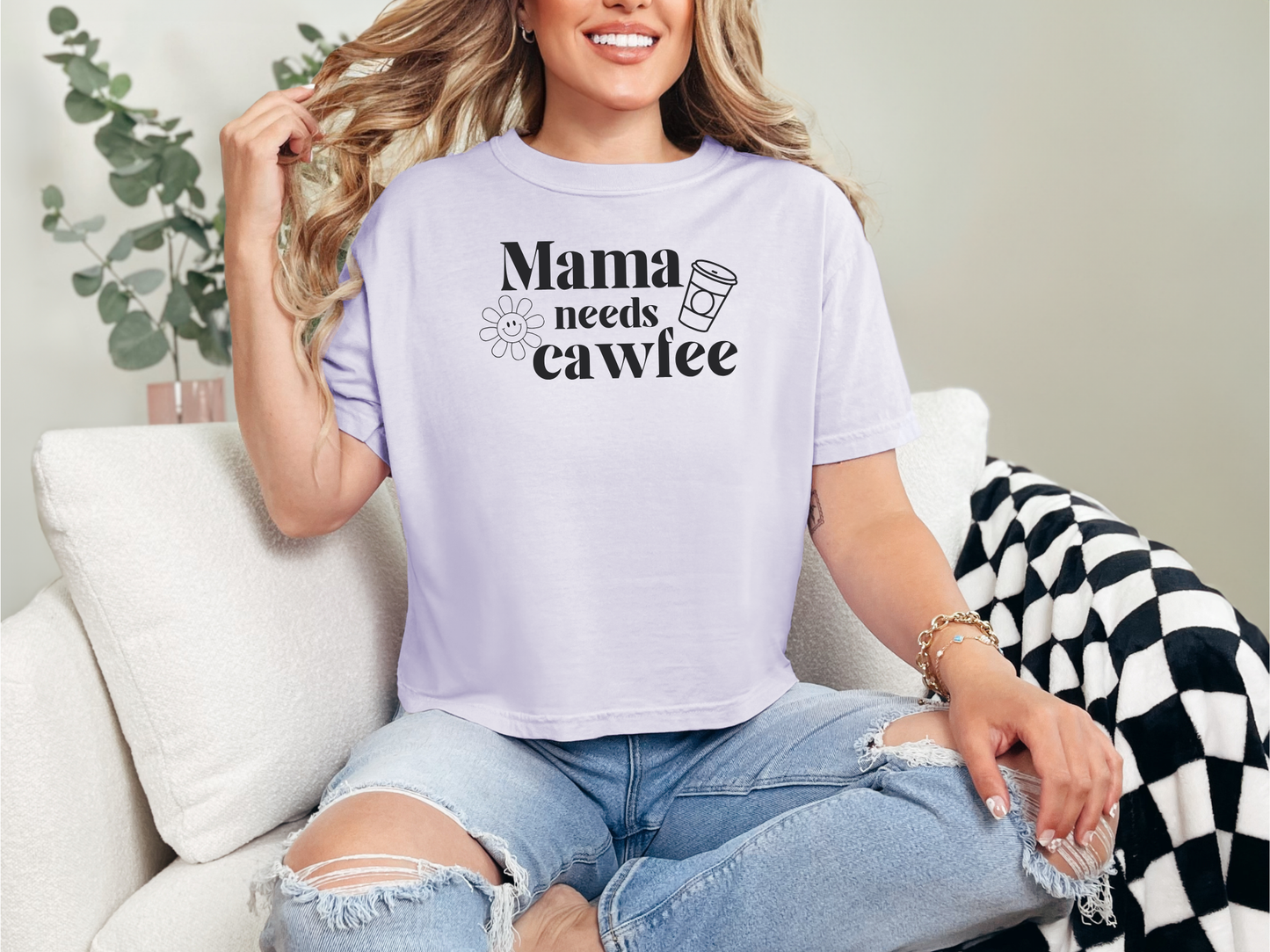 Boxy Tee: Long Island Accent 'Mama Needs Coffee' Shirt