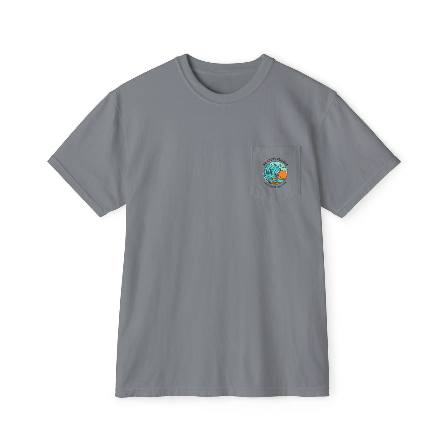 "No Kooks Allowed" Skeleton Surfer Pocket T-Shirt