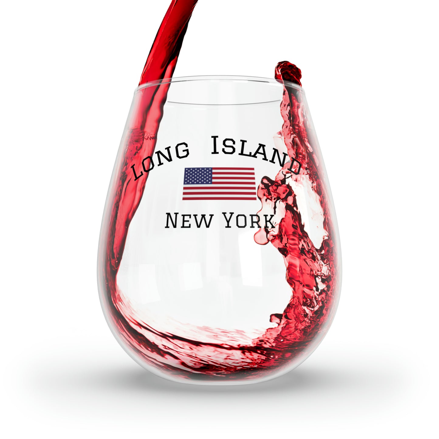 Long Island, New York Stemless Wine Glass, 11.75oz