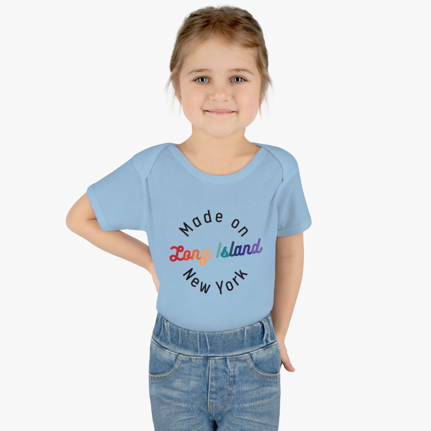 Made on Long Island baby bodysuit