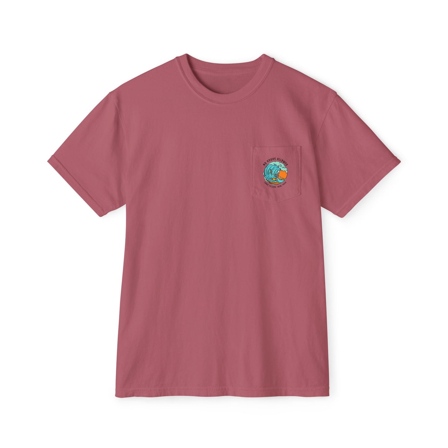 "No Kooks Allowed" Skeleton Surfer Pocket T-Shirt
