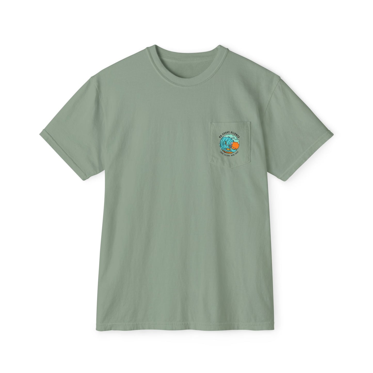 "No Kooks Allowed" Skeleton Surfer Pocket T-Shirt