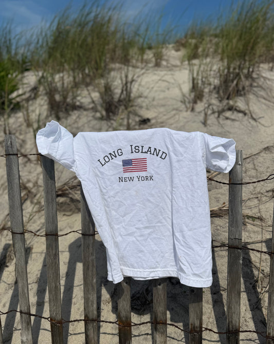 Youth Tee with American Flag and Long Island New York Design