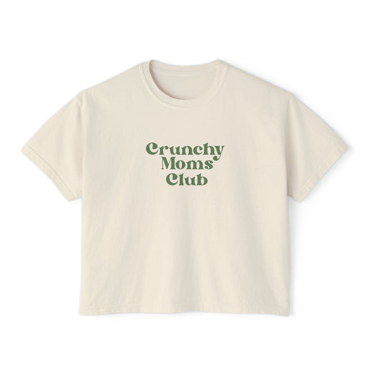 Crunchy Moms' Club Boxy Tee - Eco-Friendly Shirt for Moms, Casual Wear, Gift for Mother's Day, Relaxed Fit Tee